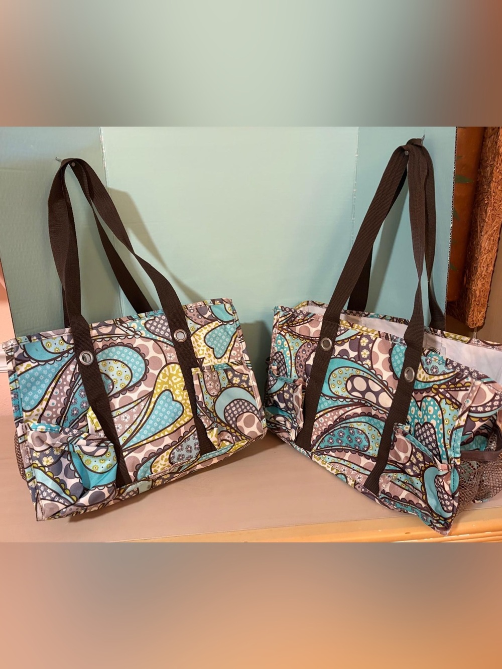 Thirty-One Organizing Utility Tote Patchwork Paisley Lot of 2